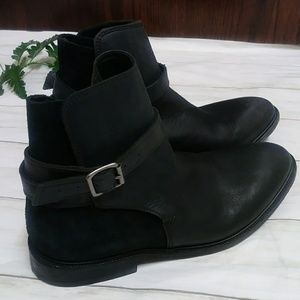 All Saints leather boots ankle strap size 10 black